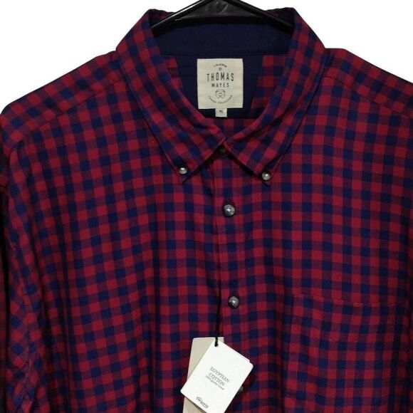 Thomas Mayes Lewin Lumberjack Checker Red&Blue Button Front Shirt, NWT - Picture 1 of 9